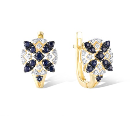 14KYWB Earrings Diamond,Blue Sapphire (E320930SAP14KYWB)