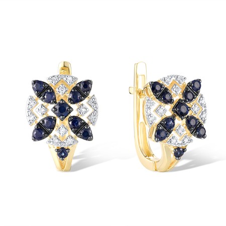 14KYWB Earrings Diamond,Blue Sapphire (E320930SAP14KYWB)