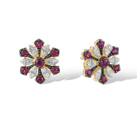 14KYWB Earrings Diamond,Ruby (E320931RUY14KYWB)