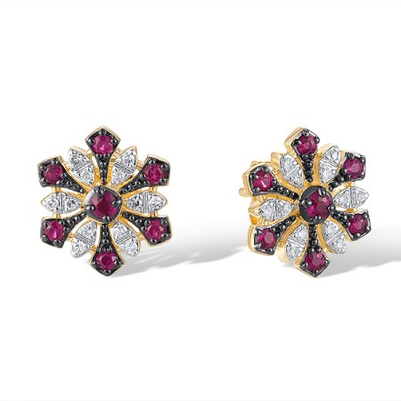 14KYWB Earrings Diamond,Ruby (E320931RUY14KYWB)