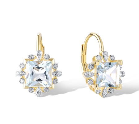 14KYW Earrings Blue Topaz (Sky Blue),Diamond (E320934BKT14KYW)