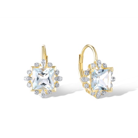 14KYW Earrings Blue Topaz (Sky Blue),Diamond (E320934BKT14KYW)