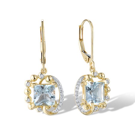 14KYW Earrings Blue Topaz (Sky Blue),Diamond (E320935BKT14KYW)