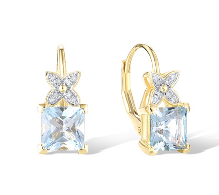 14KYW Earrings Diamond,Blue Topaz (Sky Blue) (E320937BKT14KYW)
