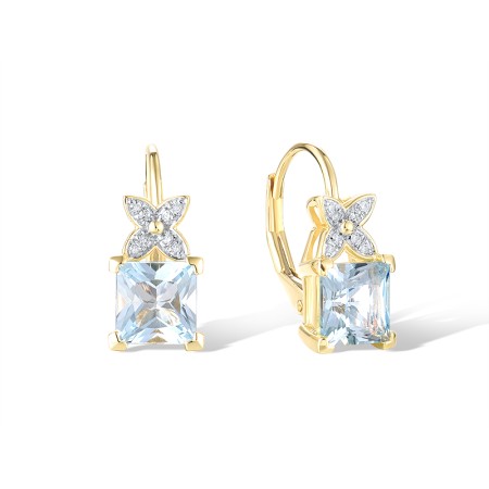 14KYW Earrings Diamond,Blue Topaz (Sky Blue) (E320937BKT14KYW)