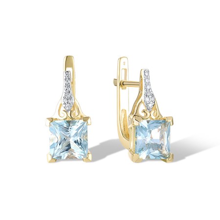14KYW Earrings Blue Topaz (Sky Blue),Diamond (E320938BKT14KYW)