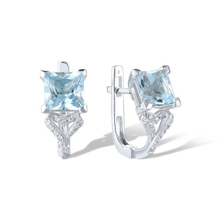 14KW Earrings Blue Topaz (Sky Blue),Diamond (E320939BKT14KW)