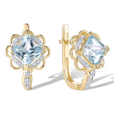 14KYW Earrings Blue Topaz (Sky Blue),Diamond (E320940BKT14KYW)