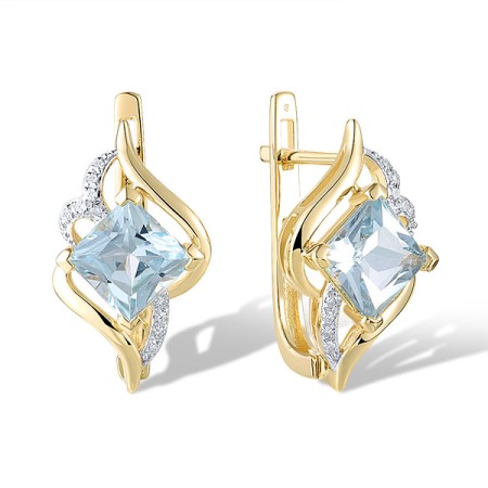 14KYW Earrings Blue Topaz (Sky Blue),Diamond (E320941BKT14KYW)