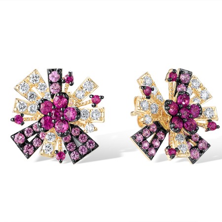 14KYB Earrings Ruby,Diamond,Pink Sapphire (E320960PRU14KYB)