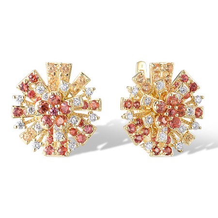 14KY Earrings Diamond,Orange Sapphire,Yellow Sapphire (E320962OYS14KY)