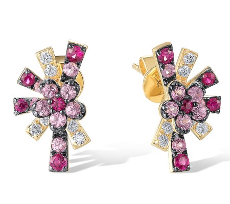 14KYB Earrings Diamond,Pink Sapphire,Ruby (E320965PRU14KYB)
