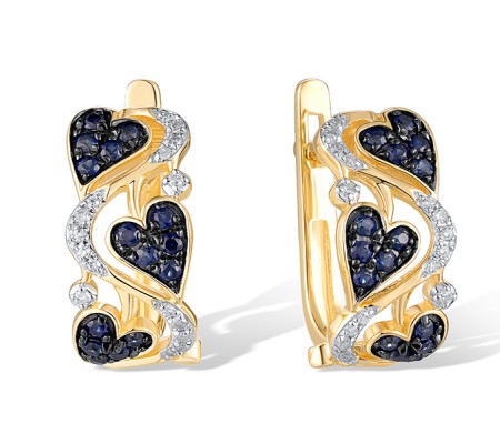 14KYWB Earrings Blue Sapphire,Diamond (E320966SAP14KYWB)