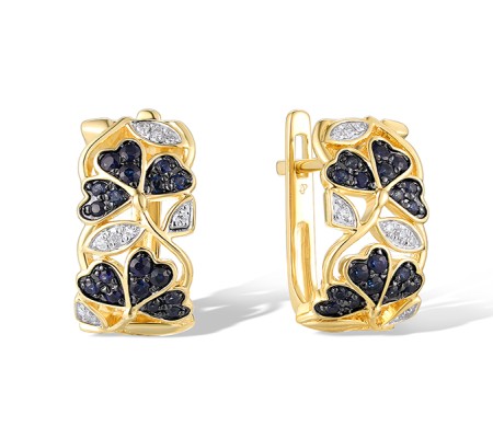 14KYWB Earrings Blue Sapphire,Diamond (E320968SAP14KYWB)