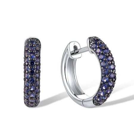 Sterling Silver w/ Black White Plating Earrings Created Sapphire (E321024CRSSK925)