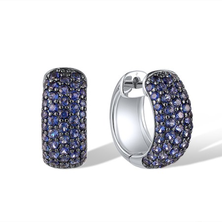 Sterling Silver w/ Black White Plating Earrings Created Sapphire (E321025CRSSK925)