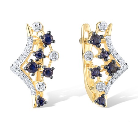 14KYWB Earrings Blue Sapphire,Diamond (E321039SAP14KYWB)