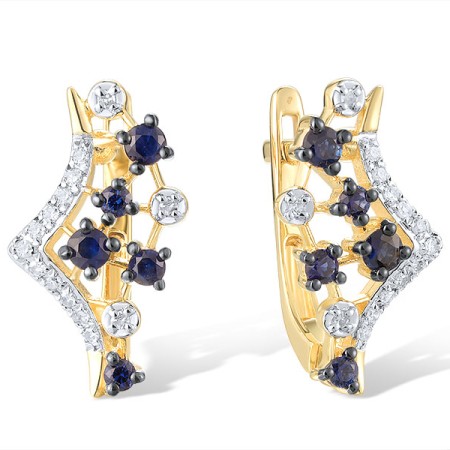 14KYWB Earrings Blue Sapphire,Diamond (E321039SAP14KYWB)