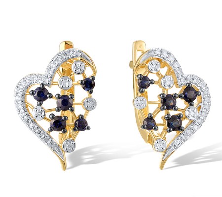 14KYWB Earrings Blue Sapphire,Diamond (E321040SAP14KYWB)