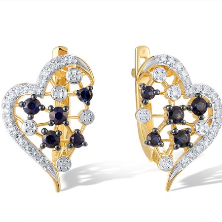 14KYWB Earrings Blue Sapphire,Diamond (E321040SAP14KYWB)