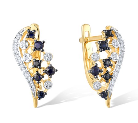 14KYWB Earrings Blue Sapphire,Diamond (E321041SAP14KYWB)