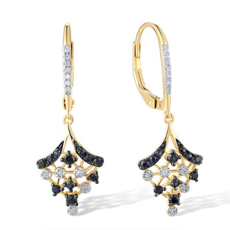 14KYWB Earrings Blue Sapphire,Diamond (E321042SAP14KYWB)