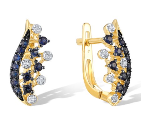 14KYWB Earrings Blue Sapphire,Diamond (E321050SAP14KYWB)
