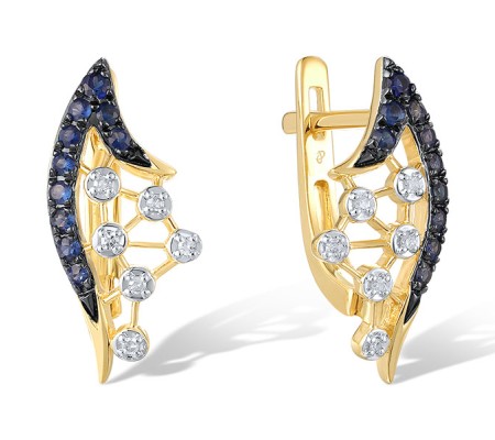 14KYWB Earrings Blue Sapphire,Diamond (E321051SAP14KYWB)