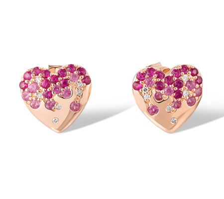14KR Earrings Pink Sapphire,Ruby,Diamond (E321053PRU14KR)