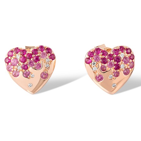 14KR Earrings Pink Sapphire,Ruby,Diamond (E321053PRU14KR)