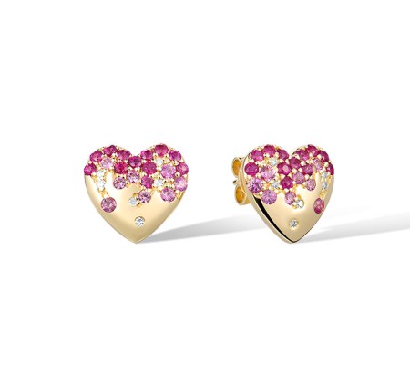 14KY Earrings Pink Sapphire,Ruby,Diamond (E321053PRU14KY)