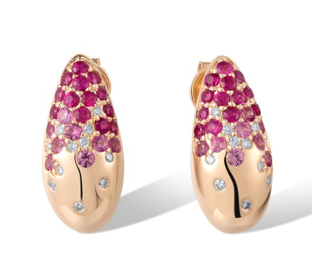 14KR Earrings Diamond,Pink Sapphire,Ruby (E321055PRU14KR)