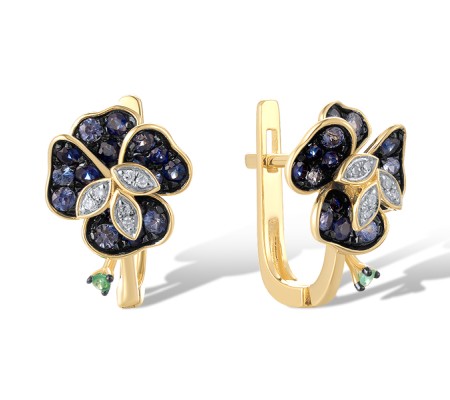 14KYWB Earrings Blue Sapphire,Diamond,Emerald (E321058EMS14KYWB)