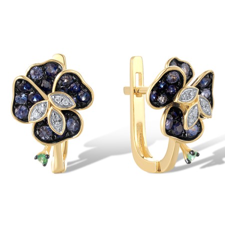 14KYWB Earrings Blue Sapphire,Diamond,Emerald (E321058EMS14KYWB)