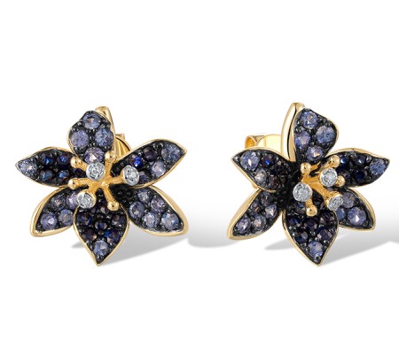 14KYWB Earrings Diamond,Blue Sapphire (E321059SAP14KYWB)