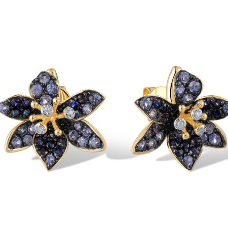 14KYWB Earrings Diamond,Blue Sapphire (E321059SAP14KYWB)