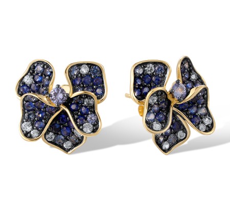 14KYB Earrings Blue Sapphire,White Sapphire (E321061SWS14KYB)