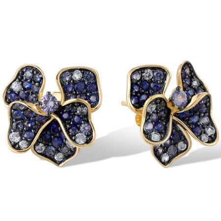 14KYB Earrings Blue Sapphire,White Sapphire (E321061SWS14KYB)