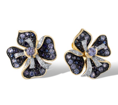 14KYWB Earrings Diamond,Blue Sapphire (E321062SAP14KYWB)