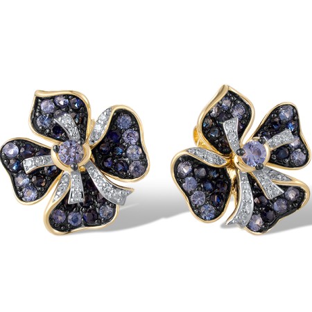 14KYWB Earrings Diamond,Blue Sapphire (E321062SAP14KYWB)