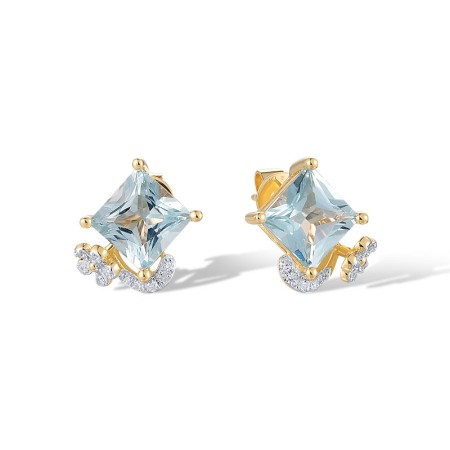 14KYW Earrings Blue Topaz (Sky Blue),Diamond (E321069BKT14KYW)