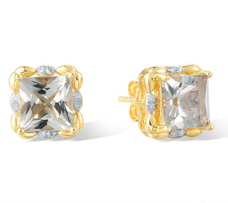 14KYW Earrings Blue Topaz (Sky Blue),Diamond (E321071BKT14KYW)