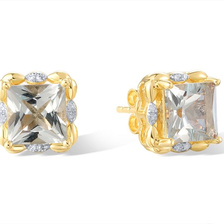 14KYW Earrings Blue Topaz (Sky Blue),Diamond (E321071BKT14KYW)