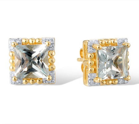 14KYW Earrings Blue Topaz (Sky Blue),Diamond (E321072BKT14KYW)