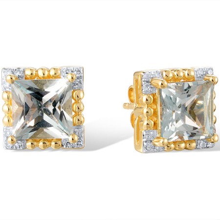 14KYW Earrings Blue Topaz (Sky Blue),Diamond (E321072BKT14KYW)