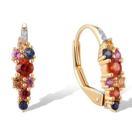 14KYW Earrings Pink Sapphire,Yellow Sapphire,Blue Sapphire,Diamond,Orange Sapphire (E321076MUL14KYW)