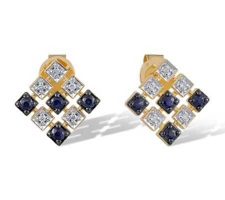 14KYWB Earrings Blue Sapphire,Diamond (E321083SAP14KYWB)