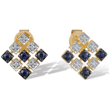 14KYWB Earrings Blue Sapphire,Diamond (E321083SAP14KYWB)