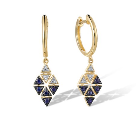 14KYWB Earrings Blue Sapphire,Diamond (E321085SAP14KYWB)