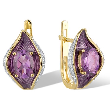 14KYW Earrings Amethyst,Diamond,Enamel (E321087ENA14KYW)